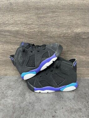Air Jordan 6 Aqua Sneakers Kids Size 4c Toddler Black Purple Teal Nike Retro